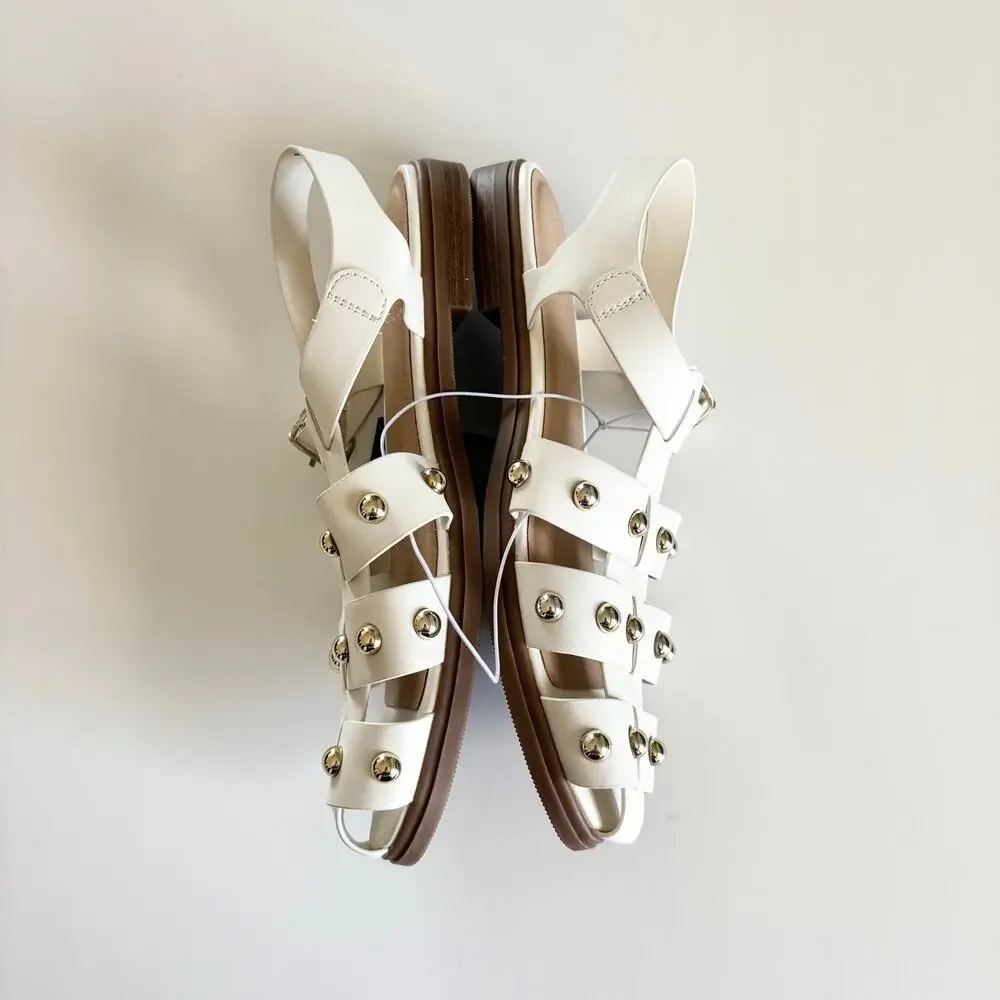 Universal Thread Winnie White Studded Strappy Fisherman Sandals Women’s 9.5 NEW